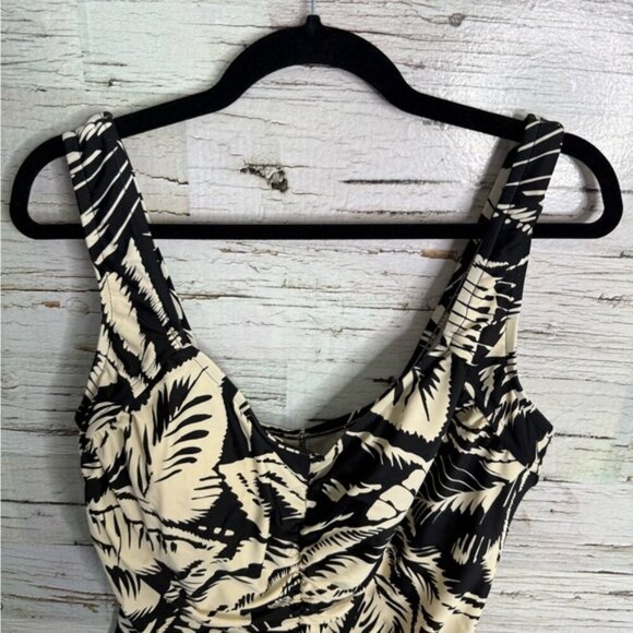 Maxine Of Hollywood cream black floral Ruched One Piece Swimsuit, 22W - Picture 3 of 9